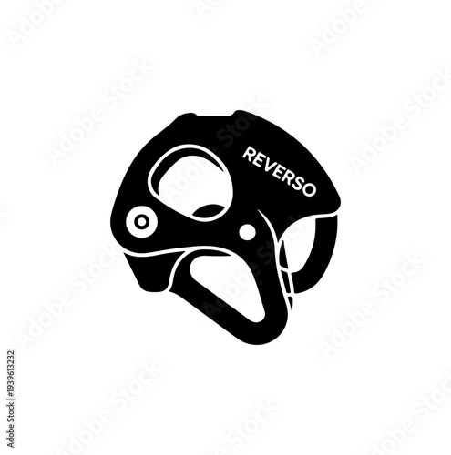 Vector climbing carabiner icon, black and white