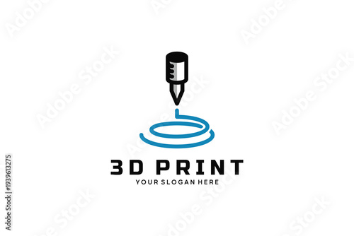 3D Printer Technology Logo Additive Manufacturing Machine Industry Innovation Icon