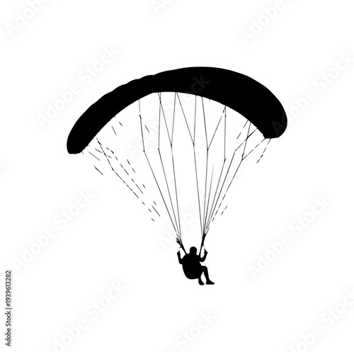 Vector silhouette of a paraglider in flight