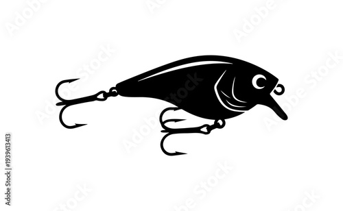 Vector fishing lure icon, black