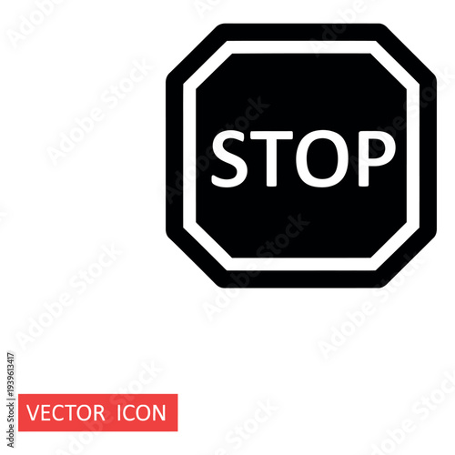 Black and white stop sign octagonal road sign traffic sign