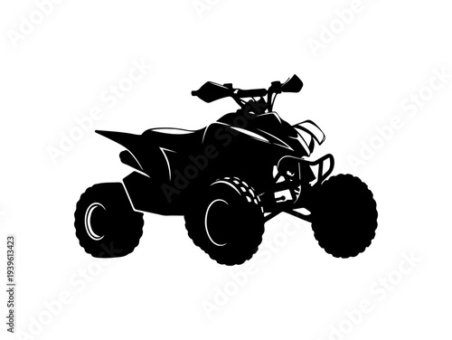 Vector black ATV quad bike silhouette icon