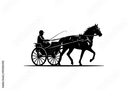 Vector silhouette of horse-drawn carriage
