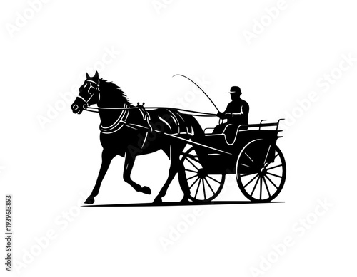 Vector horse drawn carriage silhouette icon