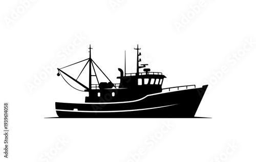 Vector silhouette of a fishing boat