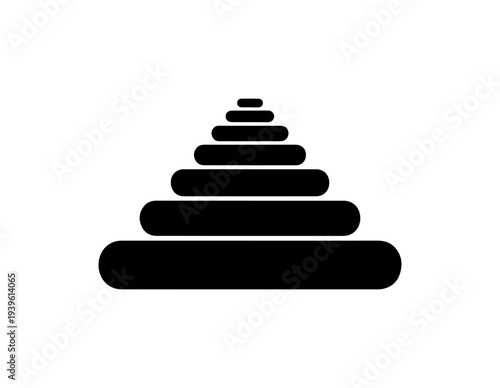 Vector pyramid icon, black silhouette on white background