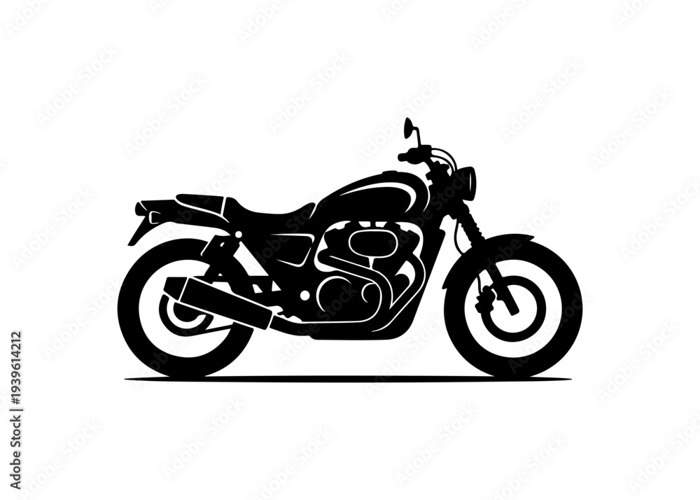 Obraz premium Vector motorcycle icon, black silhouette