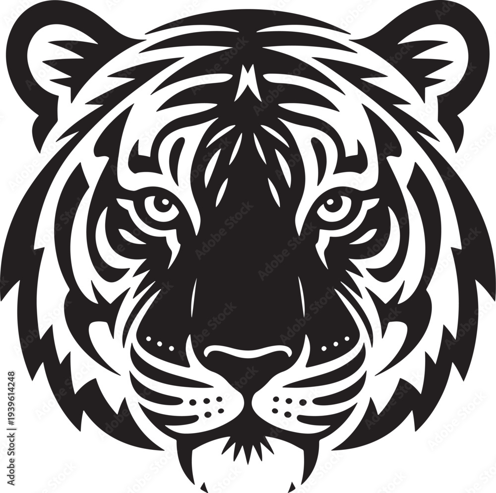 Obraz premium Black and white tiger head illustration