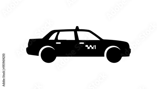 Vector black taxi car silhouette icon