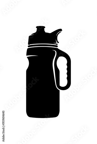 Vector silhouette of a black sports water bottle