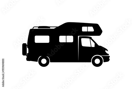 Black silhouette of a camper van vector