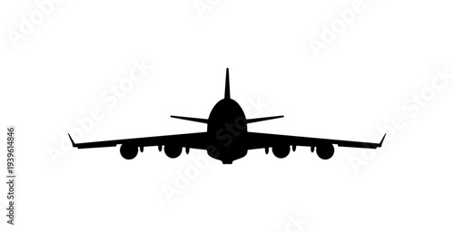 Black airplane silhouette vector, aircraft icon