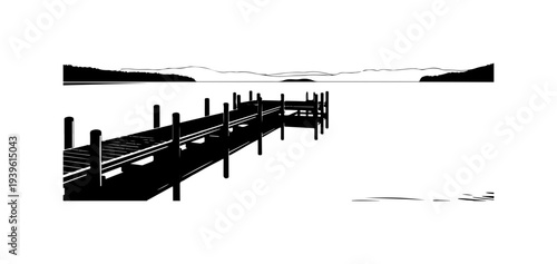 Vector illustration of a dock or pier on water