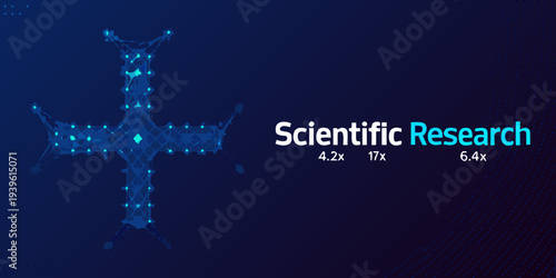 Abstract drone illustration with text overlaying a dark blue background