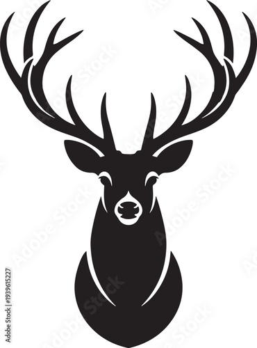 Deer head with large antlers