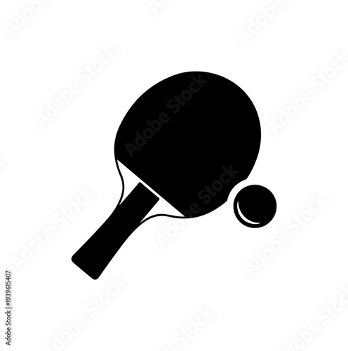 Black silhouette of table tennis racket and ball vector
