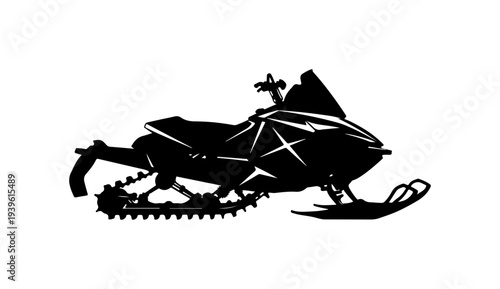 Black silhouette snowmobile vector