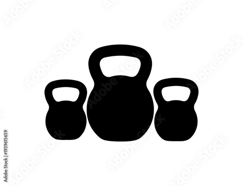 Set of 3 black kettlebell icons vector