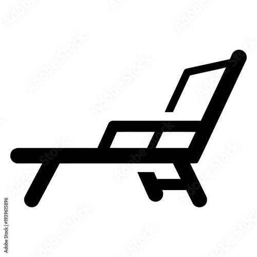 Black flat of a reclining chair lounge chair deck chair