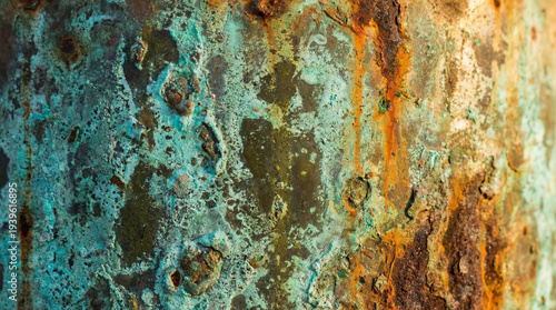 Weathered green patina copper texture background with oxidized surface and historic depth, aged warm backdrop perfect for heritage brand art institution or premium editorial design