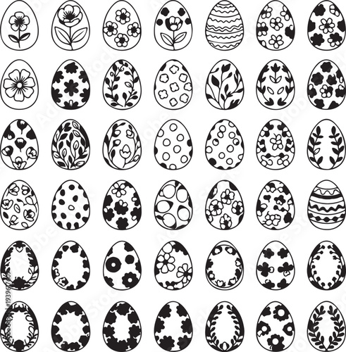Collection of 40 unique easter egg designs