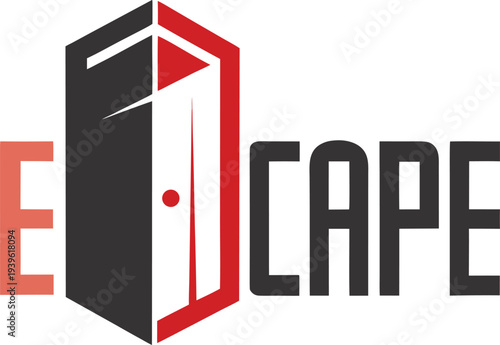 Escape Room Design Element Featuring Doorway Graphic And Bold Typography For Adventure Games