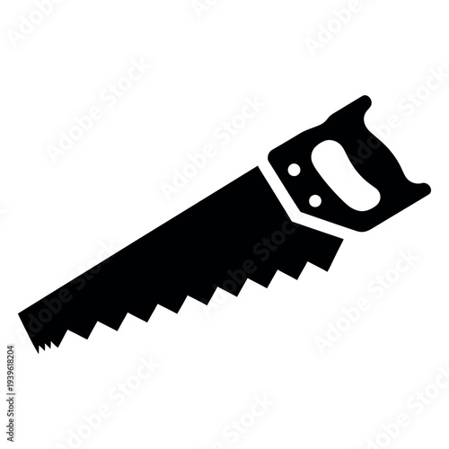 Black silhouette of a handsaw with handle tool