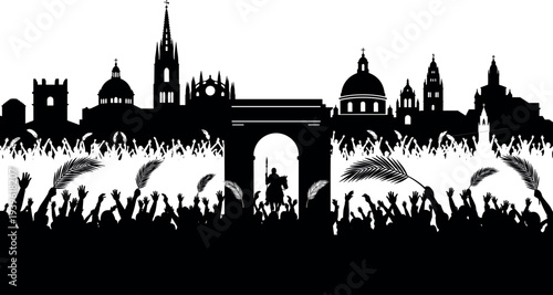 Set, of, Religious, Palm, Sunday, Icons, Easter, Eggs, Farm, Animals, Rabbit, Sheep, Flower, Silhouettes, Halloween, Pumpkins, Apples, and, Nature,