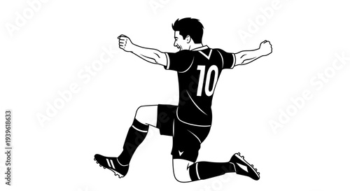 Soccer player celebrating a goal in a black uniform