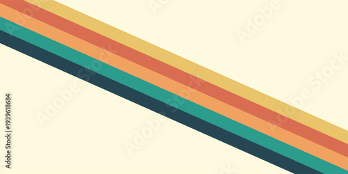 Abstract colorful 70s background vector. Vintage retro wallpaper with rainbow stripes and wavy lines. A 1970 color illustration suitable for posters, banners, decorative items and wall art.