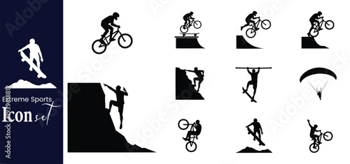 Winter Sports and Seasonal Snow Activity Icon Vector Set  