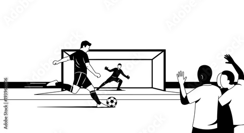 Soccer player kicking ball with spectators cheering