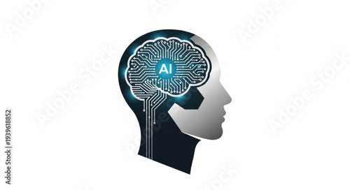 Digital Artificial Intelligence Brain Concept Illustration.