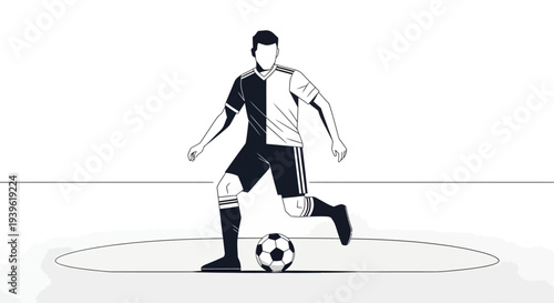 Soccer player in action kicking a ball
