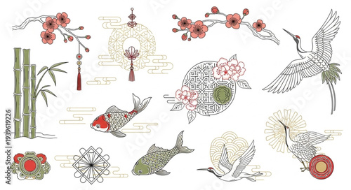 Collection of Traditional Chinese Ink Drawings of Animals and Nature.