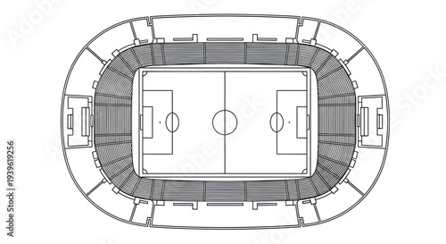 Technical drawing of a sports stadium or arena
