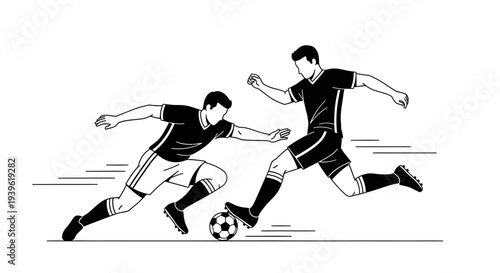 Two soccer players competing for the ball in a dynamic match