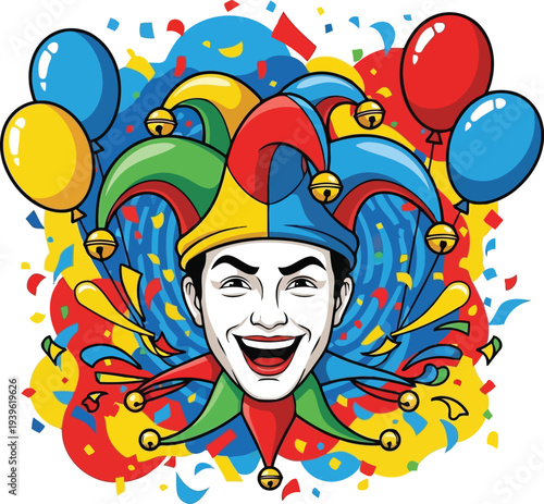 Colorful trickster vector graphic with vibrant splash