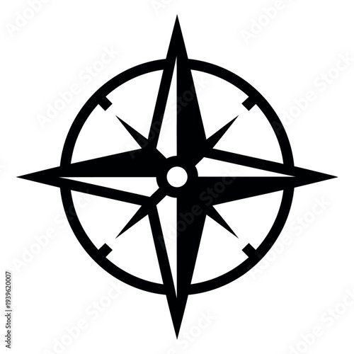 Minimal flat of a black compass navigation direction flat black and white symbol