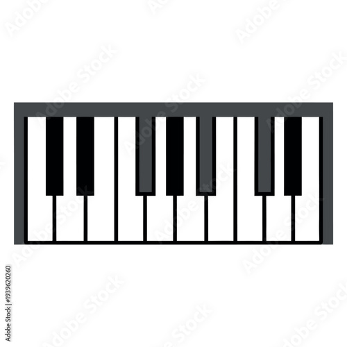 Minimal flat of a piano keyboard musical instrument flat black and white minimalist