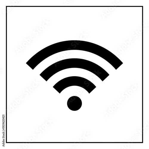 Minimal flat of a Wi Fi symbol in black WiFi wireless internet network connectivity