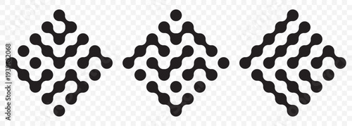 Set black metaballs isolated on a transparent background. Modern contemporary geometric shapes and elements. Metaball pattern. Liquid drops or morph shapes background. EPS 10.