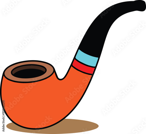 Orange Pipe with Colorful Stem on White Background