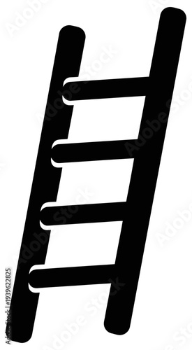 Simple black ladder icon on white background representing progression and ascension in a minimalist design