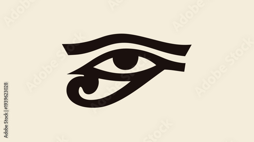 Stylized ancient protective eye symbol, evoking mythology, spirituality, and good luck. Graphic illustration of an all-seeing eye.