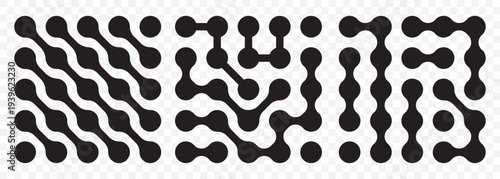 Metaball Vector Pattern. Vector Connect Circle Shapes with Geometric Dots. Connected Circle Dots Geometric Design. metaballs pattern on transparent background. EPS 10.