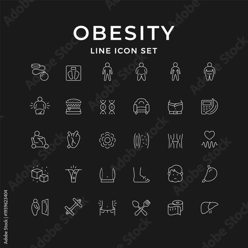 Set line icons of obesity
