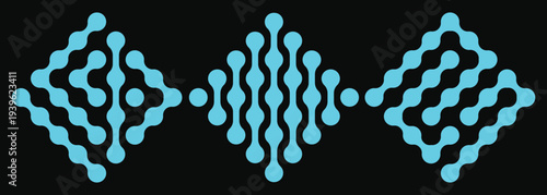 Blue Metaball pattern. Vector Connect Circle Shapes with Geometric Dots. Connected dots icons. Circles pattern sign. Black connected circle dots. metaballs pattern on Dark background. EPS 10.