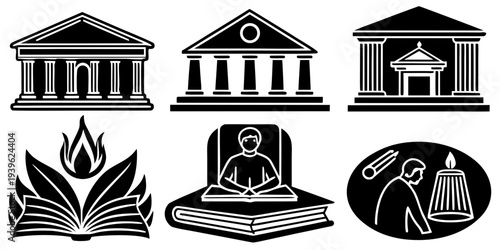 Library and learning icons