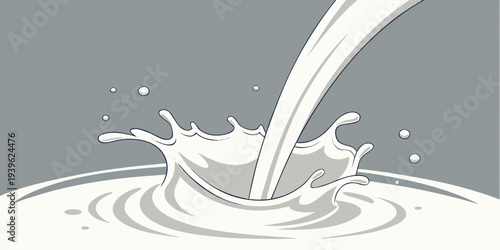 Cartoon illustration of milk pouring into a container